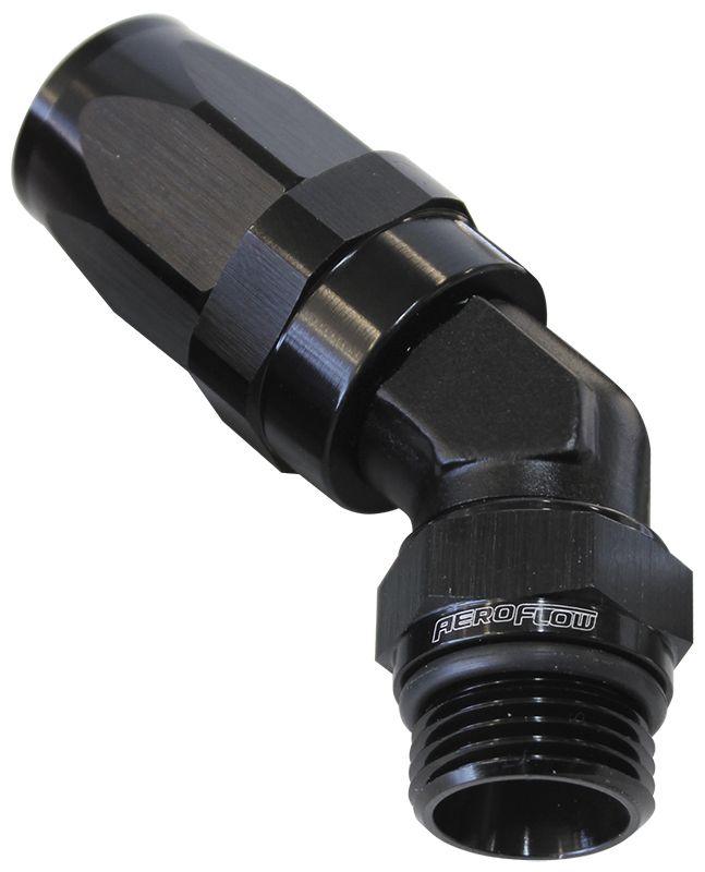 Aeroflow ORB Taper Swivel 45° Hose End -4 ORB to -6AN (AF844-06-04BLK) AF844-06-04BLK