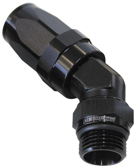 Aeroflow ORB Taper Swivel 45° Hose End -8 ORB to -10AN (AF844-10-08BLK) AF844-10-08BLK