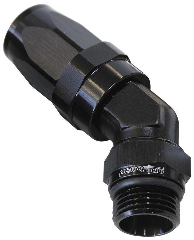 Aeroflow ORB Taper Swivel 45° Hose End -16 ORB to -16AN (AF844-16-16BLK) AF844-16-16BLK