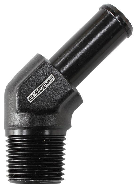Aeroflow Male NPT to 45° AN Hose Barb (AF845-04ANBLK) AF845-04ANBLK
