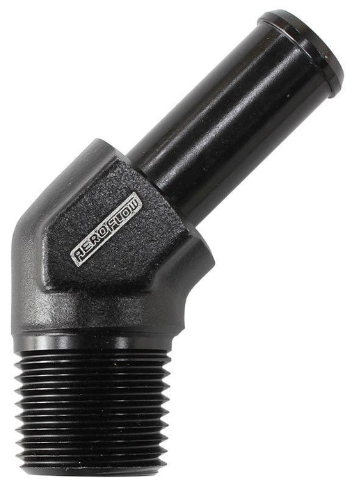 Aeroflow Male NPT to 45° AN Hose Barb (AF845-04ANBLK)