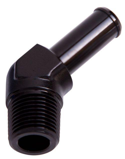 Aeroflow Male NPT to Barb 45° Adapter 1/8" to 1/4" (AF845-04BLK)