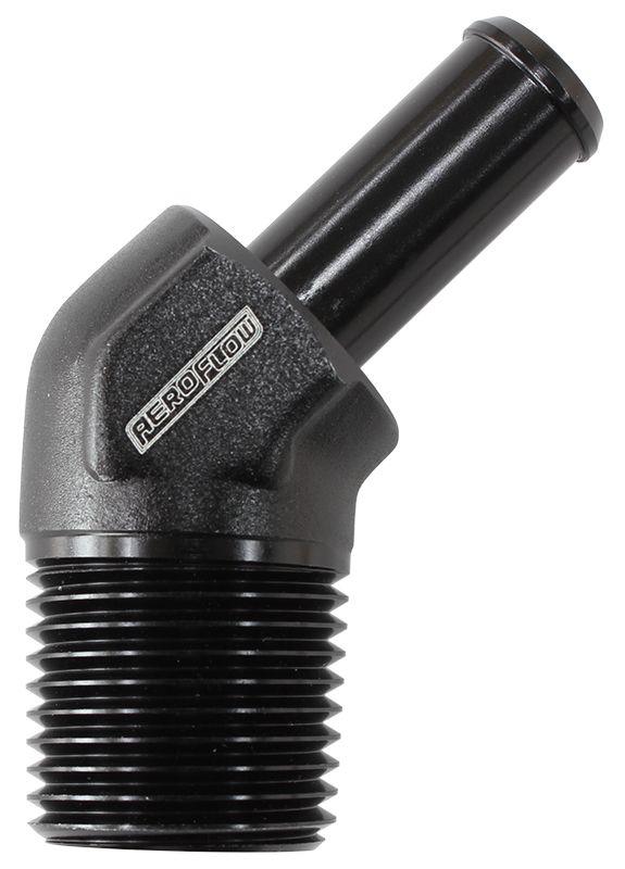 Aeroflow Male NPT to 45° AN Hose Barb (AF845-06-06ANBLK) AF845-06-06ANBLK