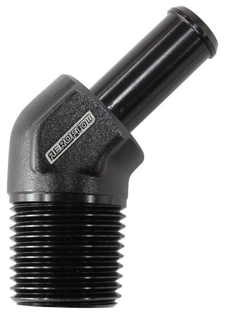 Aeroflow Male NPT to 45° AN Hose Barb (AF845-08-08ANBLK) AF845-08-08ANBLK