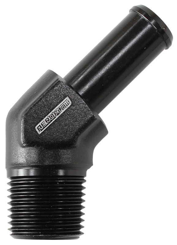 Aeroflow Male NPT to 45° AN Hose Barb (AF845-08ANBLK)