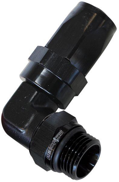 Aeroflow ORB Taper Swivel 90° Hose End -10AN to -12AN (AF849-12-10BLK) AF849-12-10BLK