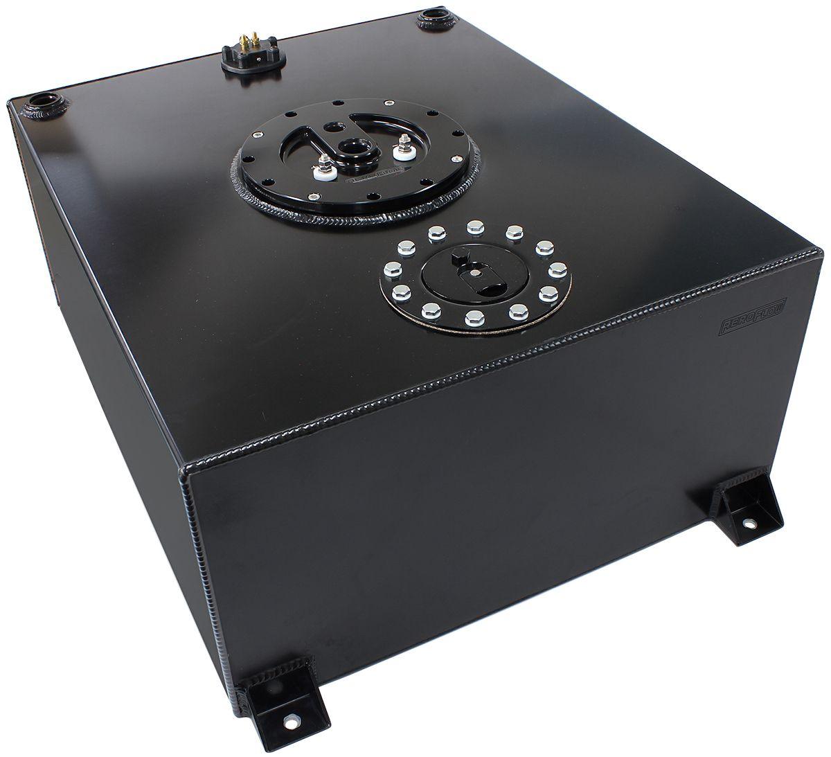 Aeroflow Aluminium 76 Litre (20 Gal) Fuel Cell Flat Bottom Triple 40mm Pump Hanger & Fuel Sender - Black (AF85-4071ASBLK) AF85-4071ASBLK