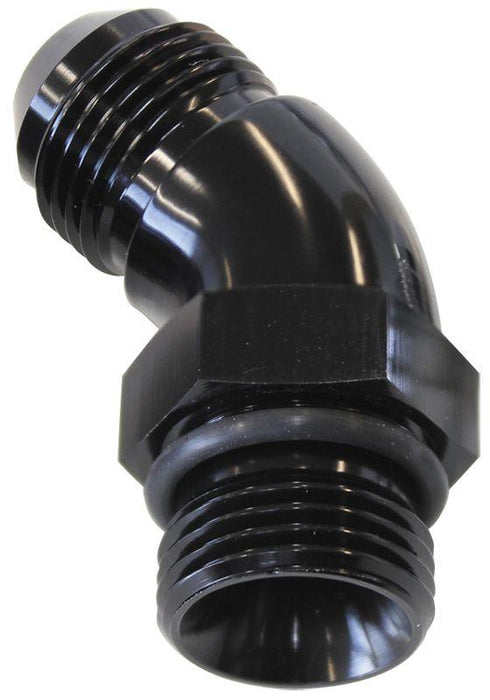 Aeroflow 45° ORB to Male AN Full Flow Adapter -8 ORB to -6AN (AF902-06-08BLK)