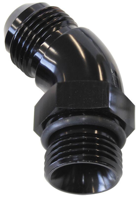 Aeroflow 45° ORB to Male AN Full Flow Adapter -6 ORB to -6AN (AF902-06BLK) AF902-06BLK