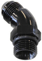 Aeroflow 45° ORB to Male AN Full Flow Adapter -6 ORB to -6AN (AF902-06BLK) AF902-06BLK