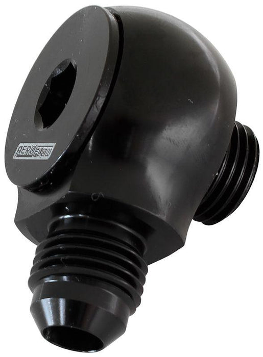 Aeroflow 90° Low Profile -8ORB to -6AN Male Adapter (AF909-06-08BLK)