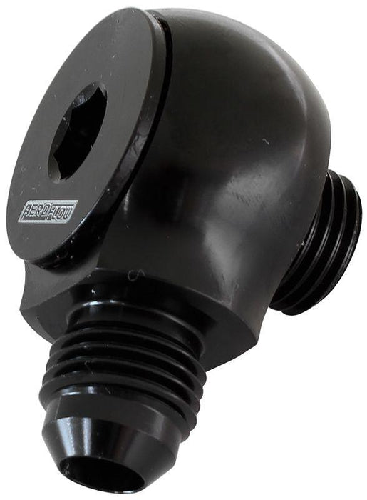 Aeroflow 90° Low Profile -10ORB to -6AN Male Adapter (AF909-06-10BLK)