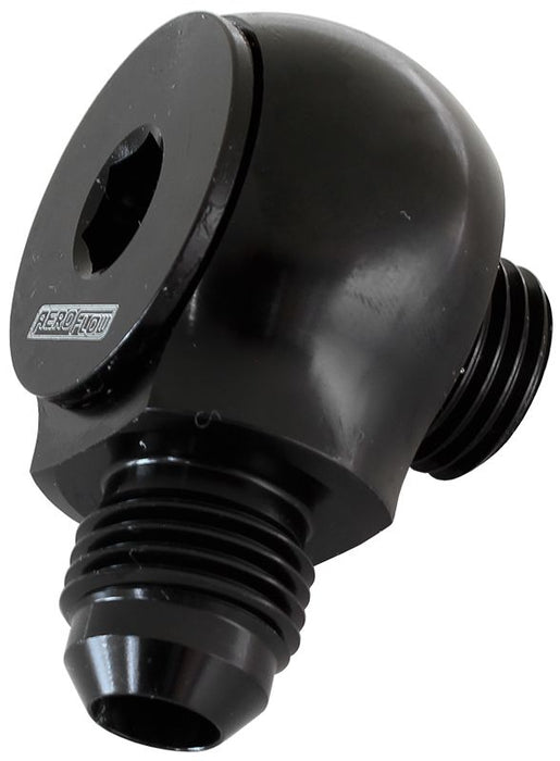 Aeroflow 90° Low Profile -6ORB to -6AN Male Adapter (AF909-06BLK)