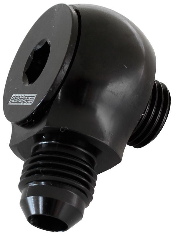 Aeroflow 90° Low Profile -10ORB to -8AN Male Adapter (AF909-08-10BLK) AF909-08-10BLK