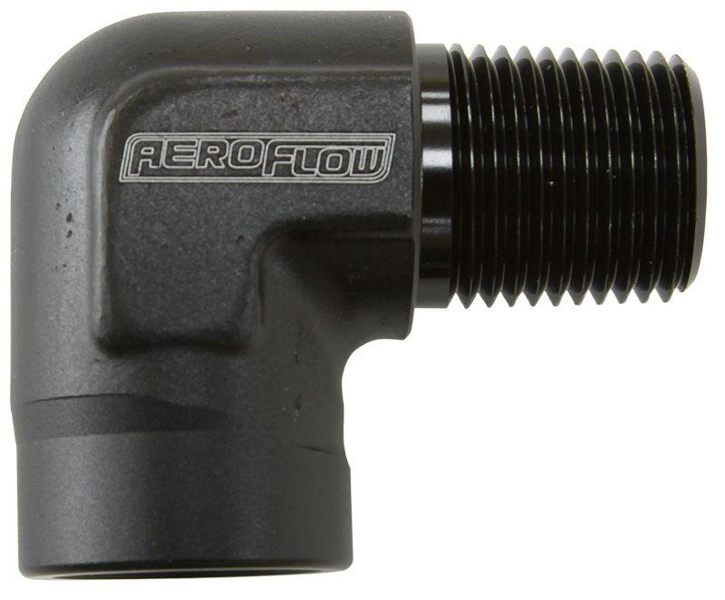 Aeroflow 90° NPT Female to Male NPT Fitting 1/4" (AF914-04BLK)