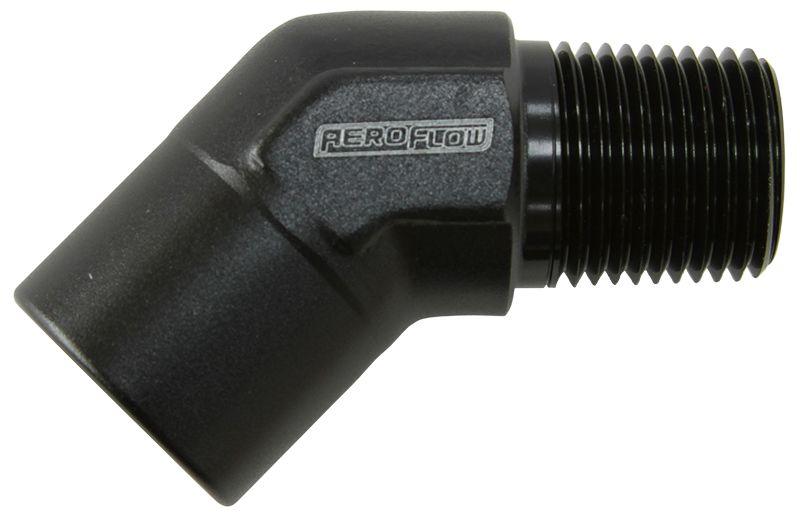 Aeroflow 45° NPT Female to Male NPT Fitting 1/4" (AF915-04BLK)