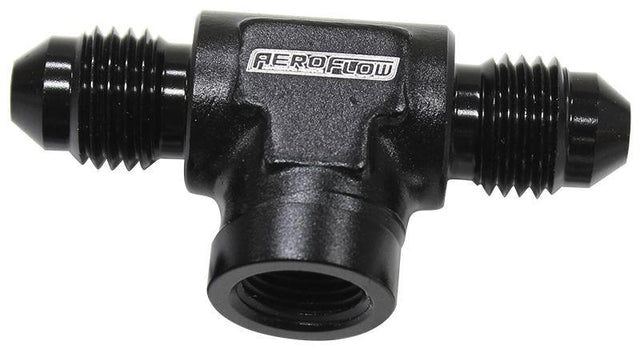Aeroflow Male Tee with Female 1/8" -3AN (AF918-03-02BLK) AF918-03-02BLK