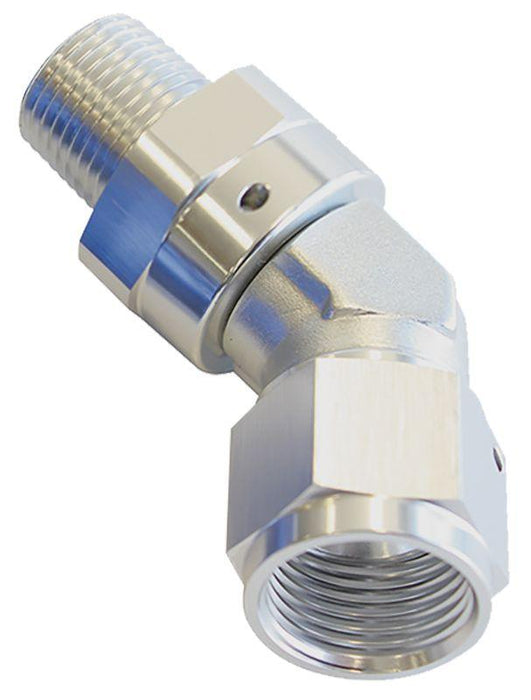 Aeroflow 45° NPT Swivel to Male AN Flare Adapter 1/4" to -4AN (AF919-04-04S)