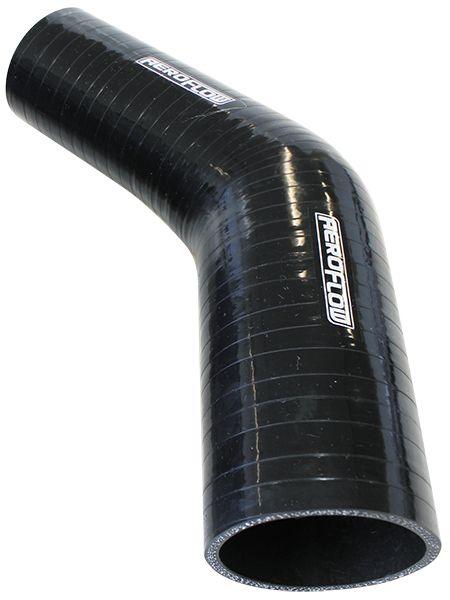 Aeroflow Gloss Black 45° Silicone Reducer / Expander Hose 2-1/4" (57mm) to 2" (51mm) I.D (AF9202-225-200) AF9202-225-200