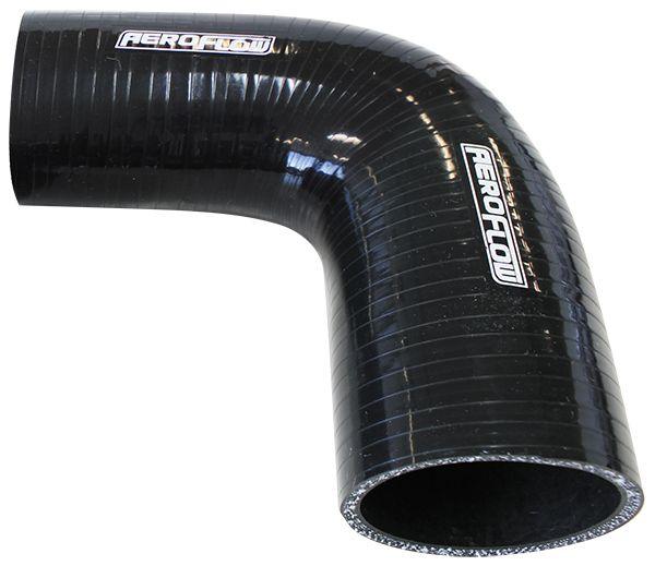 Aeroflow Gloss Black 90° Silicone Reducer / Expander Hose 1-3/4" (44mm) to 1-1/2" (38mm) I.D (AF9203-175-150)