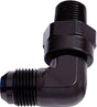 Aeroflow 90° NPT Swivel to Male AN Flare Adapter 1/8" to -3AN (AF922-03-02BLK)