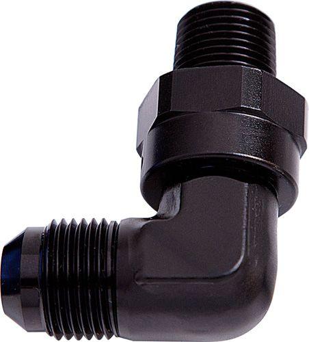 Aeroflow 90° NPT Swivel to Male AN Flare Adapter 3/8" to -6AN (AF922-06-06BLK) AF922-06-06BLK