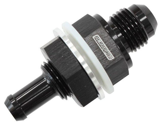 Aeroflow Fuel Cell Bulkhead Fitting -6AN to 3/8" Barb (AF927-06-06BLK) AF927-06-06BLK