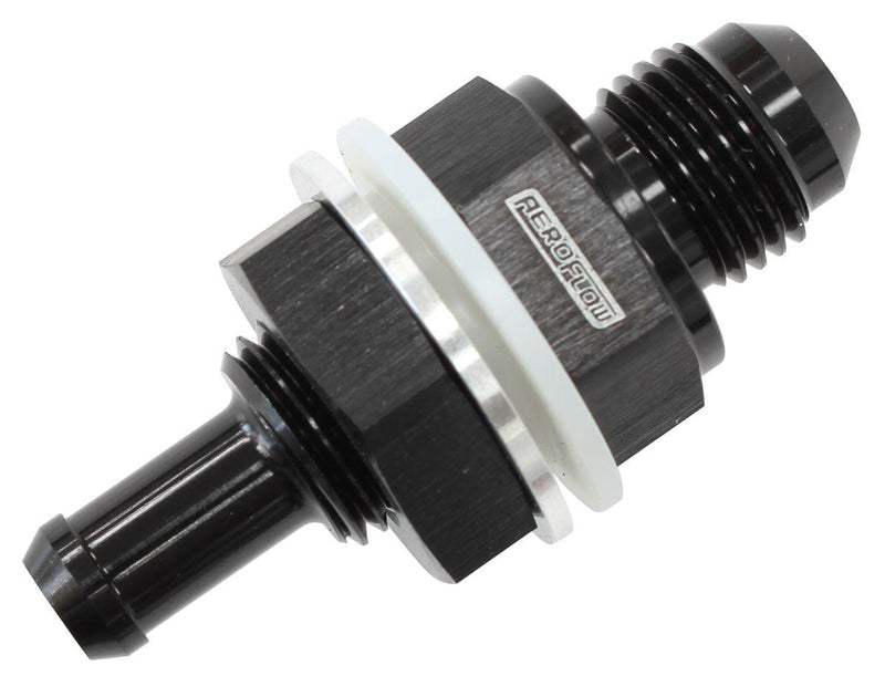 Aeroflow Fuel Cell Bulkhead Fitting -8AN to 1/2" Barb (AF927-08-08BLK) AF927-08-08BLK