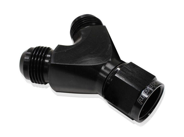 Aeroflow Billet Y-Block with Female Flare (AF931-10-08BLK) AF931-10-08BLK