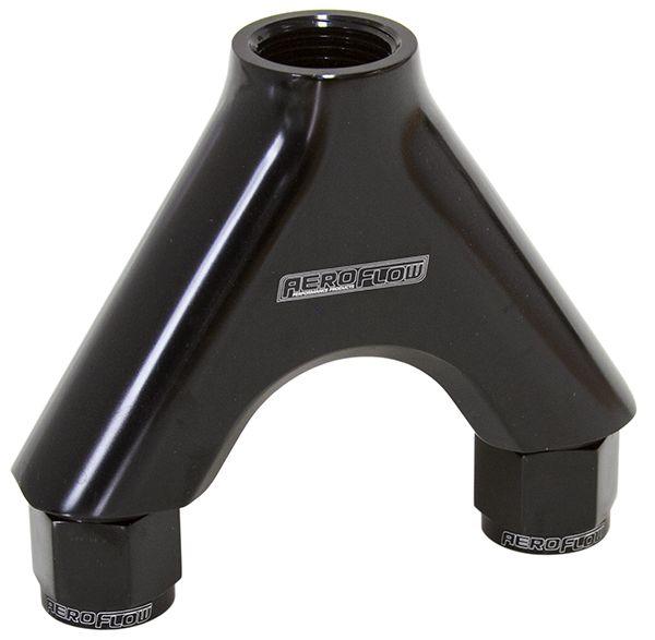 Aeroflow Billet Y-Block with Female Flare (AF939-08-10BLK) AF939-08-10BLK