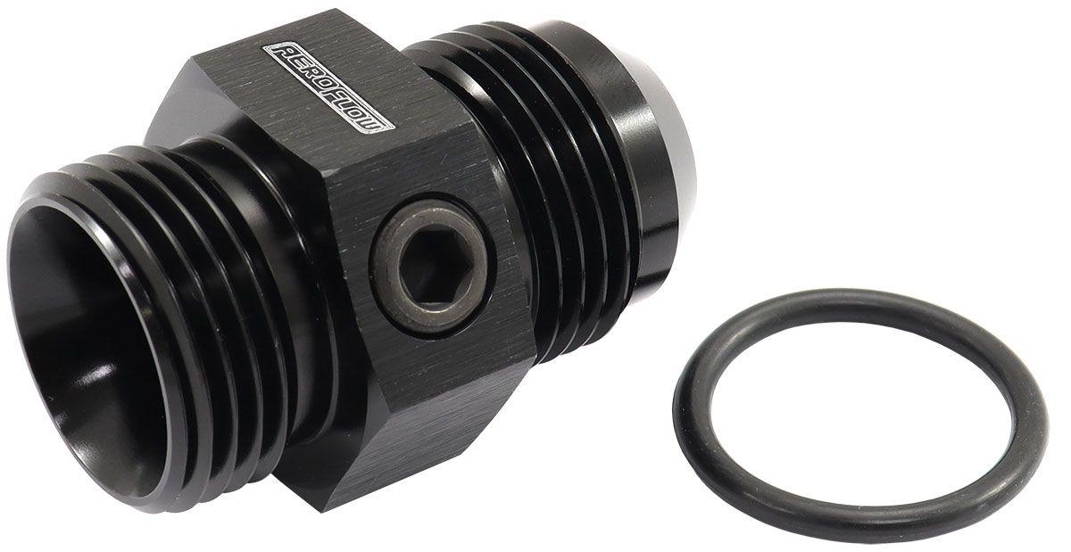 Aeroflow -12ORB to -12AN with Three 1/8" Ports on Hex (AF944-12BLK) AF944-12BLK