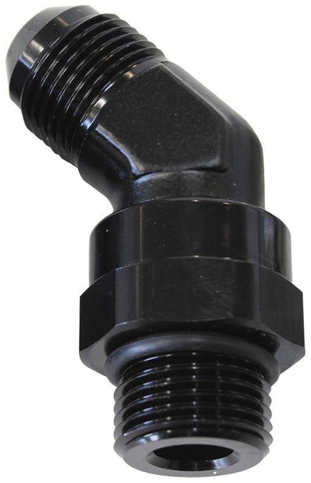 Aeroflow 45° ORB Swivel to Male Flare Adapter -8 to -6 (AF945-06-08BLK)