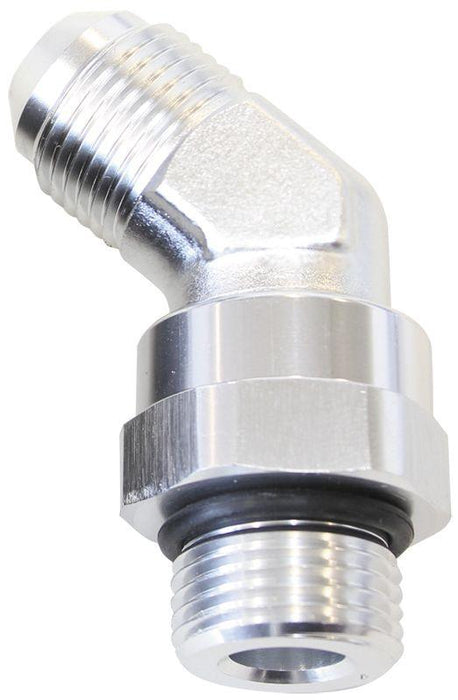 Aeroflow 45° ORB Swivel to Male Flare Adapter -8 to -6 (AF945-06-08S)