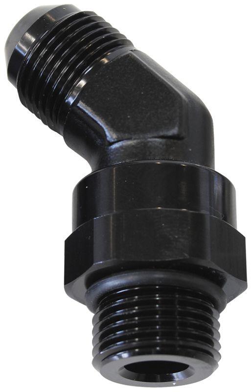 Aeroflow 45° ORB Swivel to Male Flare Adapter -8 to -10 (AF945-10-08BLK) AF945-10-08BLK