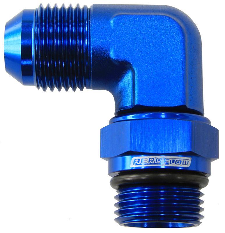 Aeroflow 90° ORB Swivel to Male Flare Adapter -8AN to -6AN (AF949-06-08) AF949-06-08