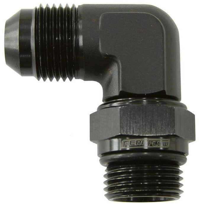 Aeroflow 90° ORB Swivel to Male Flare Adapter -8AN to -6AN (AF949-06-08BLK)