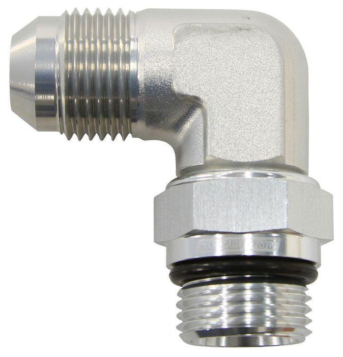 Aeroflow 90° ORB Swivel to Male Flare Adapter -8AN to -6AN (AF949-06-08S)