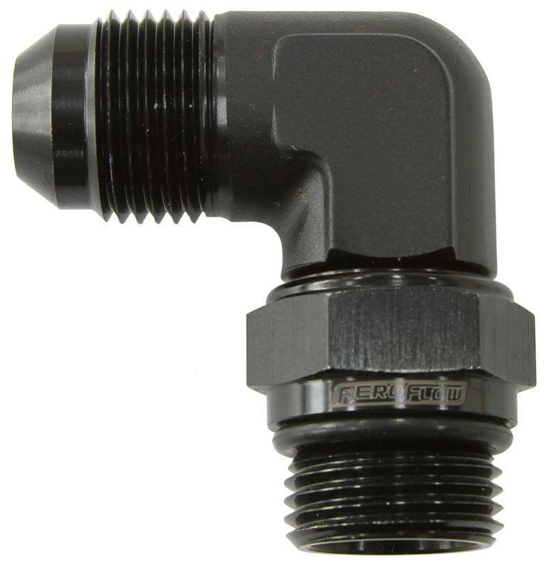 Aeroflow 90° ORB Swivel to Male Flare Adapter -8AN to -10AN (AF949-10-08BLK) AF949-10-08BLK