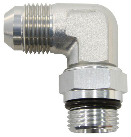 Aeroflow 90° ORB Swivel to Male Flare Adapter -8AN to -10AN (AF949-10-08S) AF949-10-08S