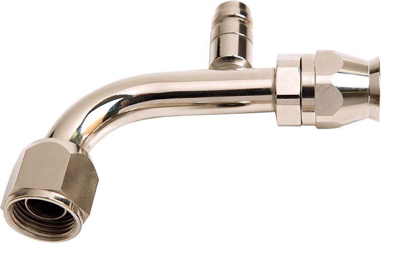 Aeroflow A/C 90° Fitting #6 with Charge Port (AFFCE-0690B) AFFCE-0690B