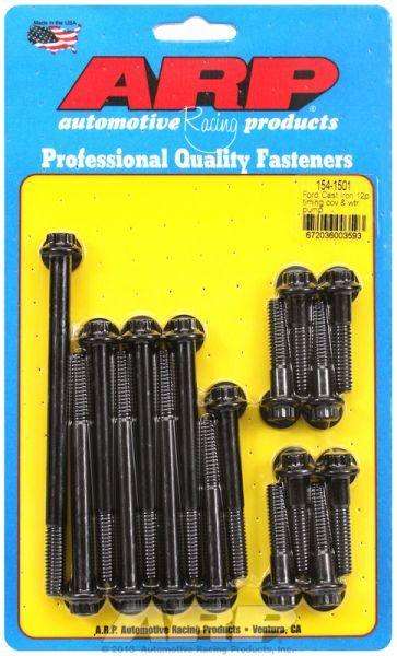 ARP Timing Cover & Water Pump Bolt Kit, 12-Point Head Black Oxide (AR154-1501) AR154-1501