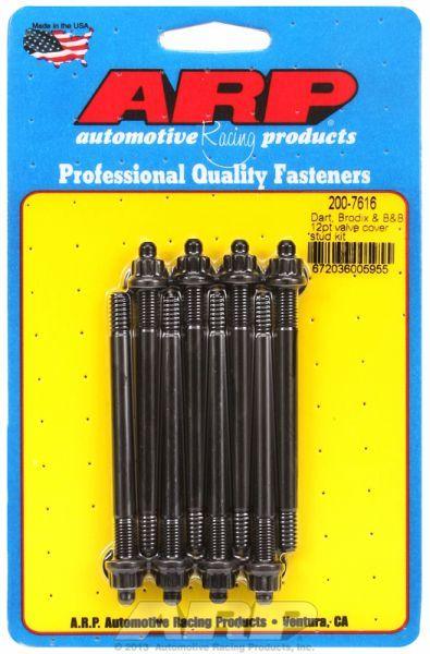ARP Valve Cover Stud Kit, 12-Point Nut Black Oxide (AR200-7616) AR200-7616