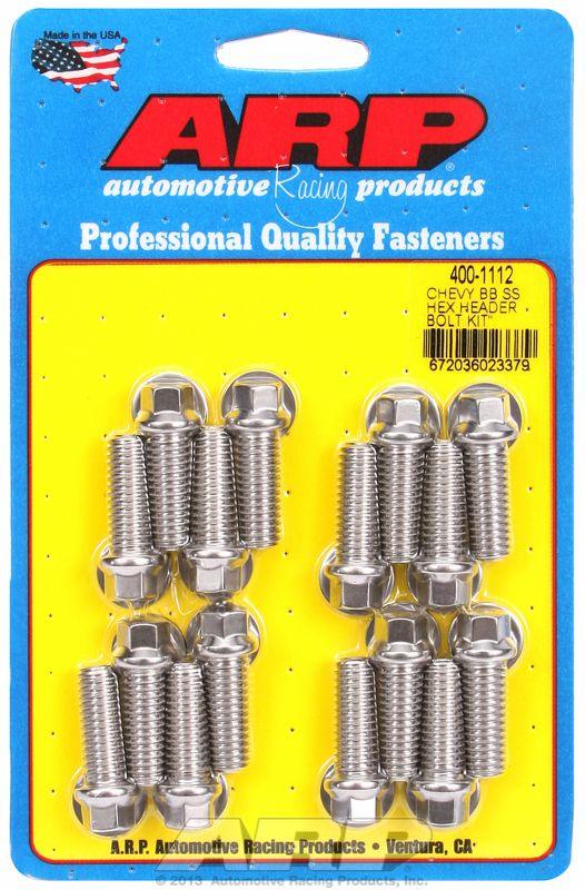 ARP Exhaust Header Bolt Kit, Hex Head S/S (AR400-1112) AR400-1112