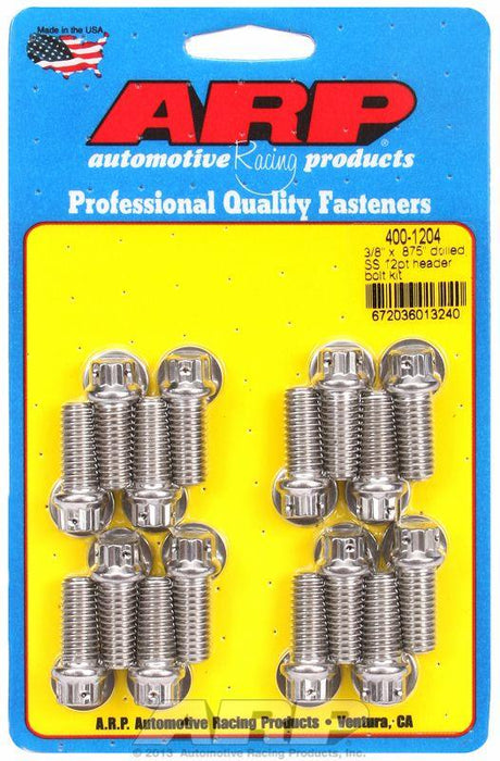 ARP Exhaust Header Bolt Kit, Drilled 12-Point S/S (AR400-1204)