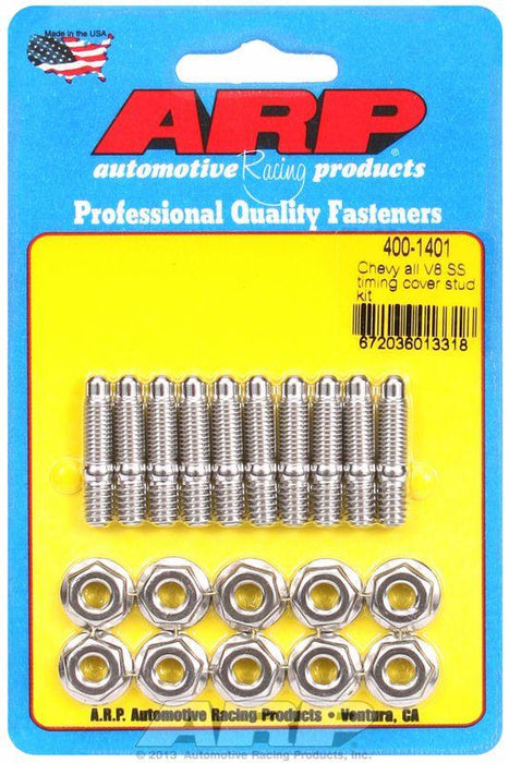 ARP Timing Cover Stud Kit, Hex Nut S/S (AR400-1401)