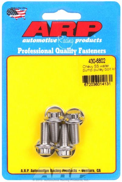 ARP Water Pump Pulley Bolt Kit, 12-Point Head S/S (AR430-6802)
