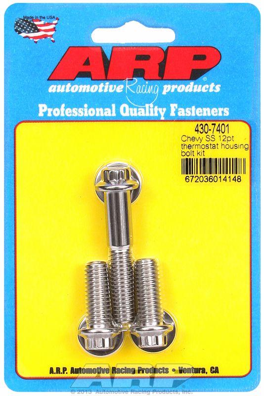 ARP Thermostat Housing Bolt Kit, 12-Point Head S/S (AR430-7401) AR430-7401