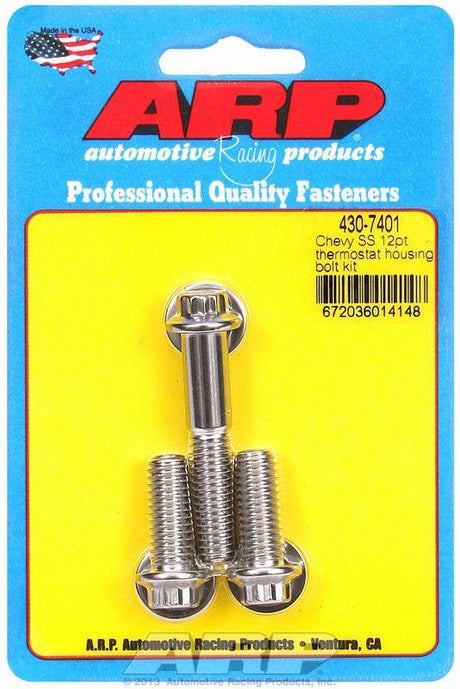 ARP Thermostat Housing Bolt Kit, 12-Point Head S/S (AR430-7401) AR430-7401