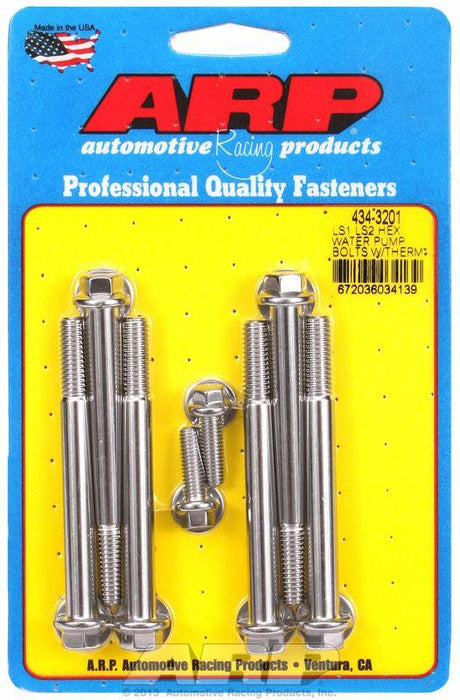ARP Water Pump & Thermostat Bolt Kit, Hex Head S/S (AR434-3201) AR434-3201