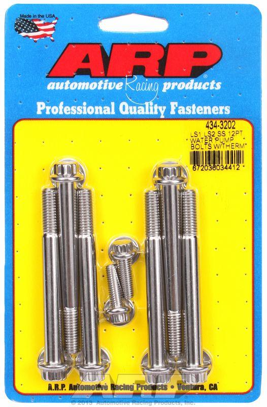 ARP Water Pump & Thermostat Bolt Kit, 12-Point Head S/S (AR434-3202) AR434-3202